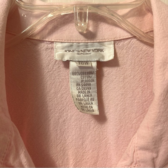 Jones NY Vintage Button Front Blouse Light Pink Cotton Sleeveless Plus size 18W - Picture 7 of 15